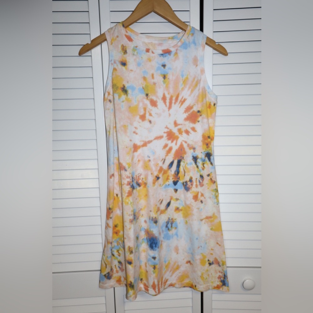 SO Tie-Dye Sleeveless Dress - Orange, Blue, Yellow
